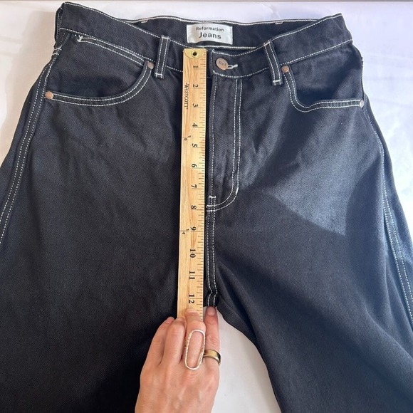 Reformation Cowboy High Rise Straight Jeans Womens 28 Black Contrast Stitch - Picture 7 of 9